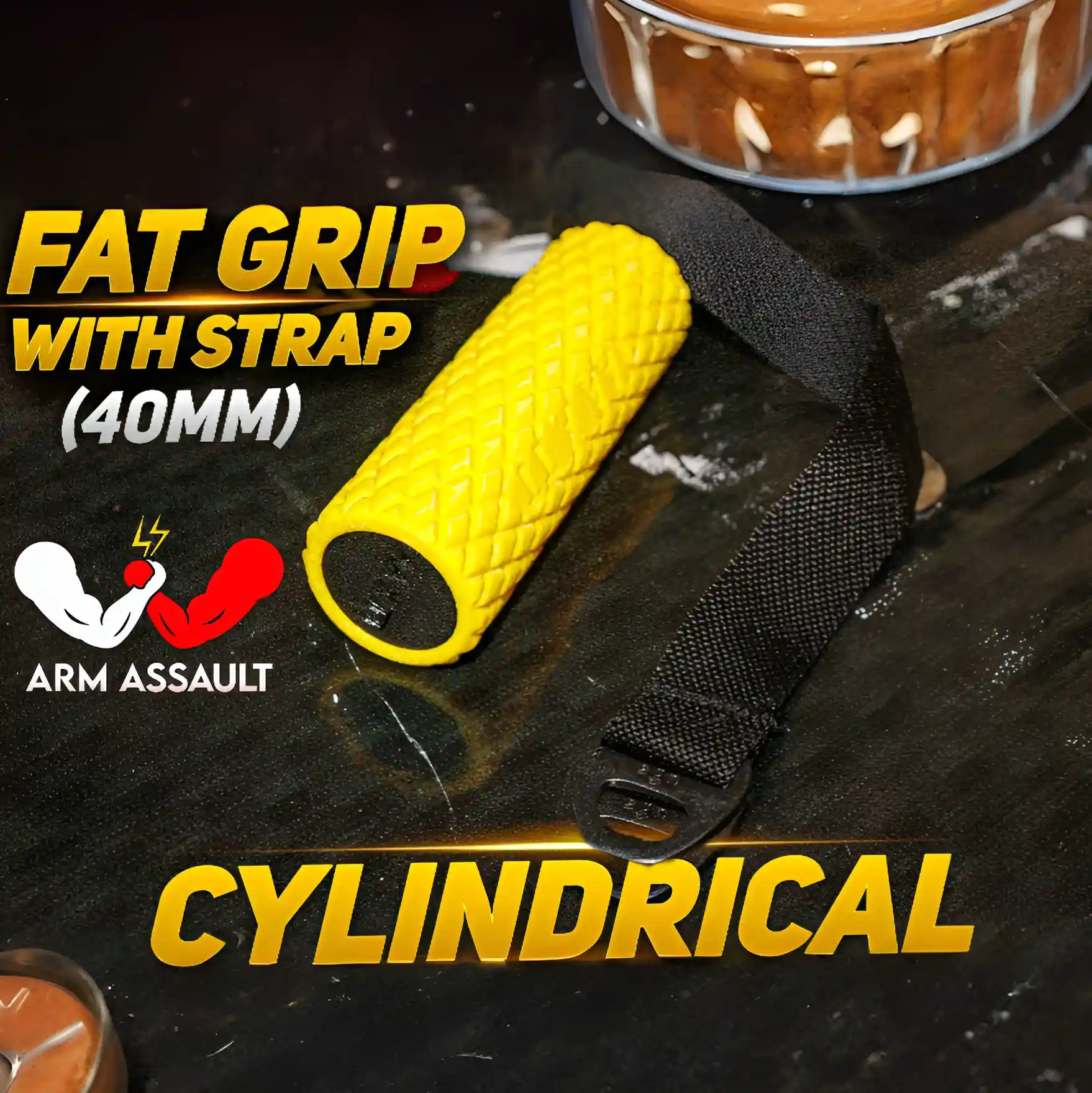 40mm fat grip with strap (useful for training pronation / supination)